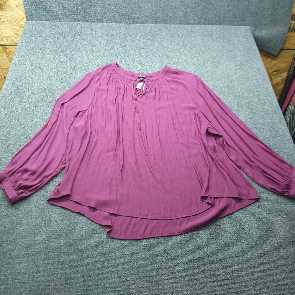 Torrid Berry Purple Poly Crepe Tie‎ Neck Blouse Long Sleeve Size 5 11142528 NWT